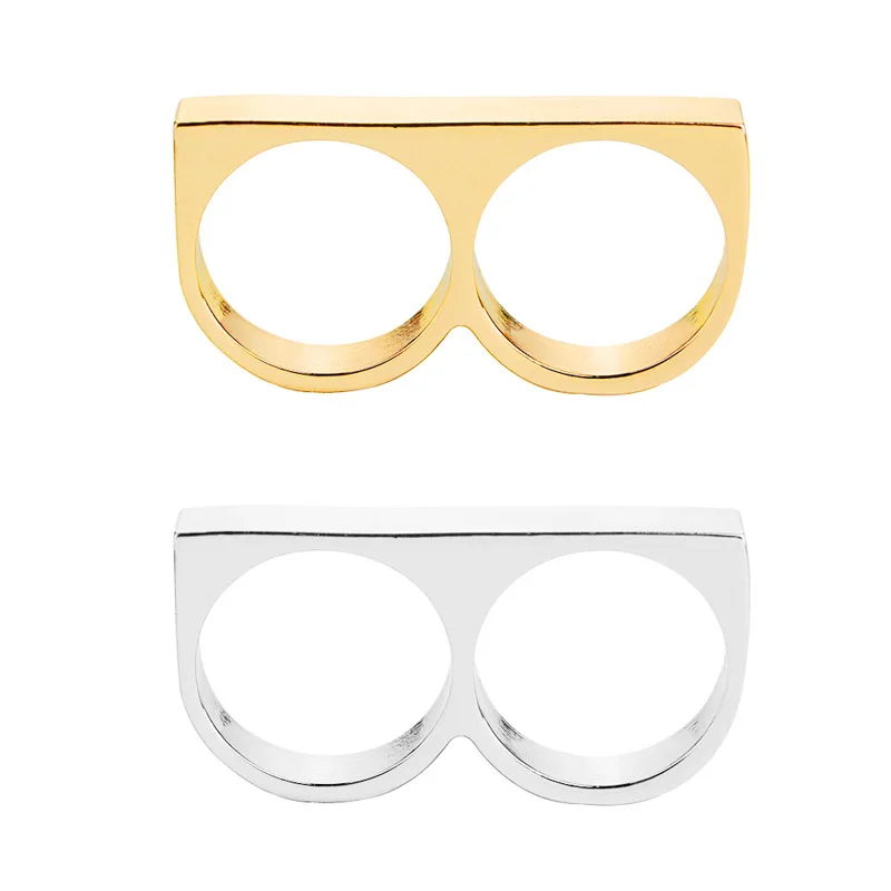 

NUMBERFIVE Two Finger Ring For Men Stainless steel Gold /silver Color Rings Hip Hop Mens' Anillos Jewelry Gifts Wedding Ring