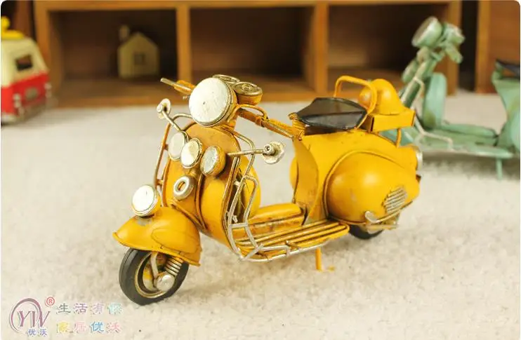 Украшения для дома, фигурки из металла, винтажные классические модели мотоциклов - Цвет: Цвет: желтый