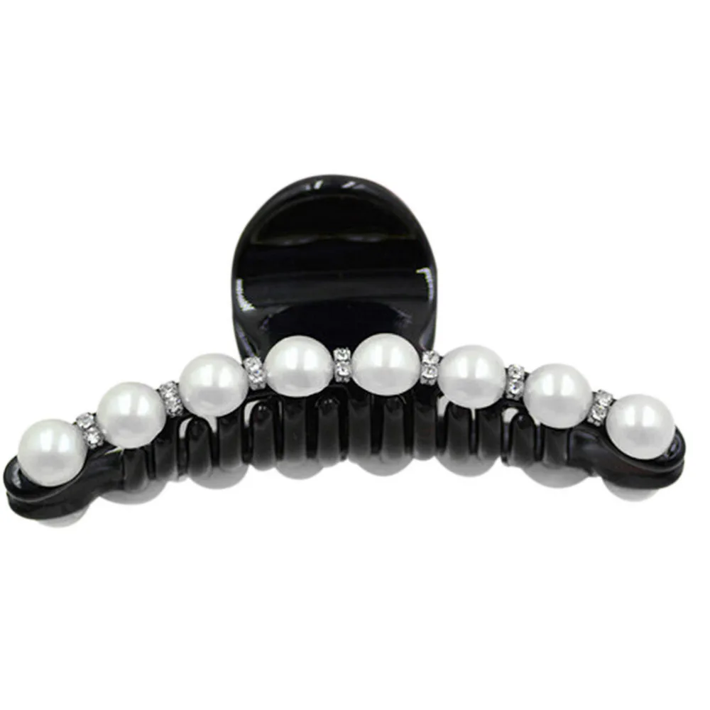 Black Pearl Hair Clips Crab Hair Claws Big Rhinestone Hairpins For Women For Girls Barrettes Headwear Hair Pins Accessories
