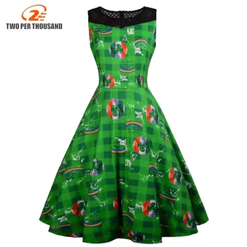 

Vintage Dresses Spring Patchwork Lace Mesh Dress Sleeveless Or Neck Retro Elegant Vintage Dresses