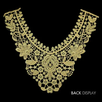 

Craft Gold Metallic Flower Embroidered Scrapbooking Lace Neckline Collar Patches Fabric Trim Embellishment Applique 20pc/T934