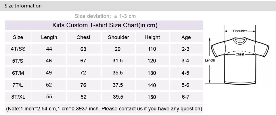 kids size chart