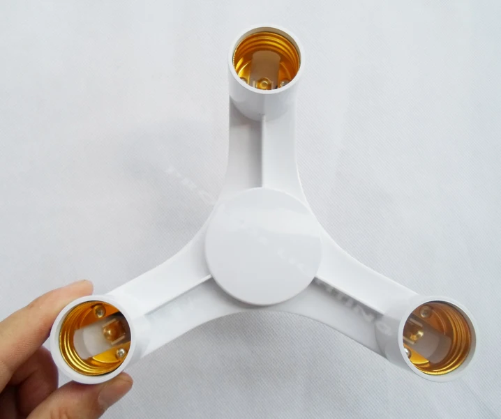 

Free shipping 1 PACK Plastic 3 in 1 E27 holder socket converter led pendant light fixtures E27 bulbs fittings adaptors white