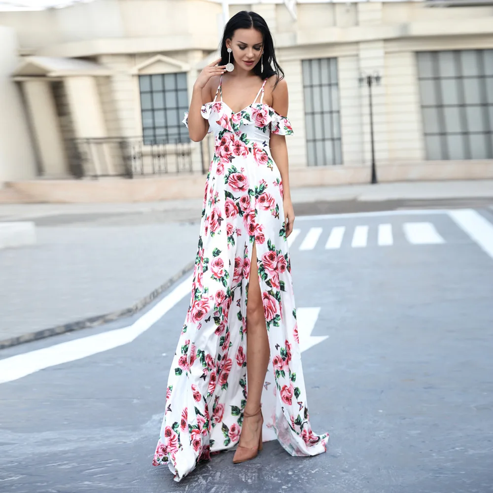 

Hot sale Fashion Sexy Women Backless Slit Spaghetti strap Pleated body con dress night Club Evening Party Dresses wholesale