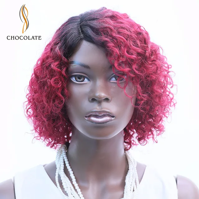 CHOCOLATE Remy Human Hair Wigs Brazilian Curly Lace Front Wigs Hand