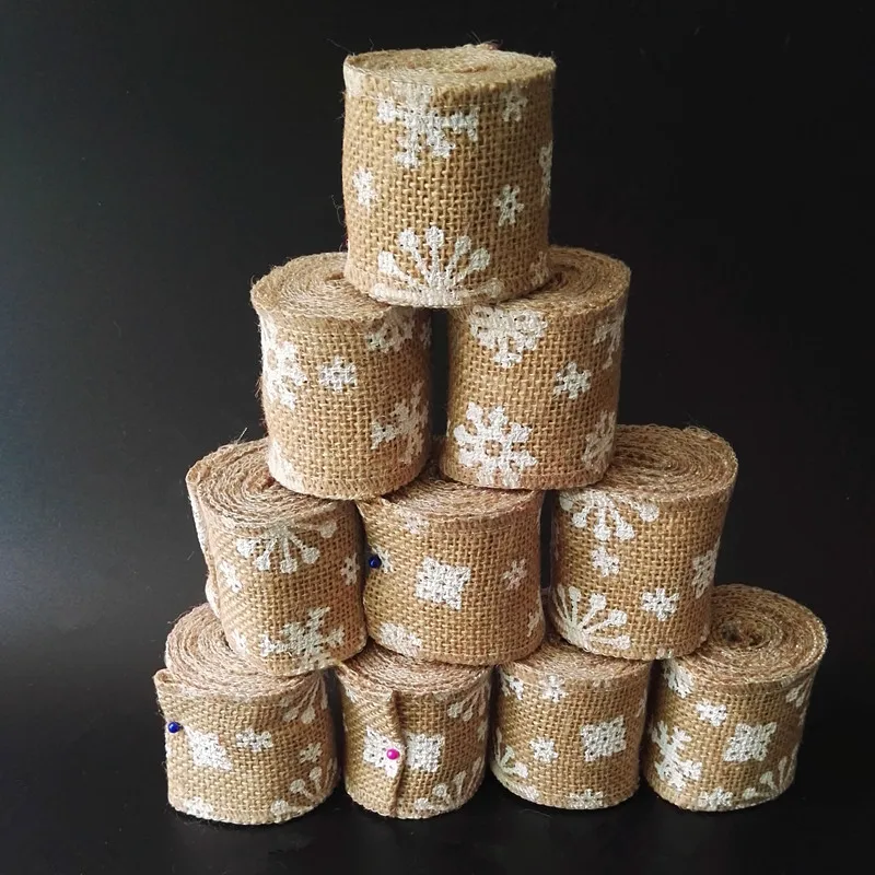 2M Pack Christmas Natural Jute Lace Trim Tape Hessian Burlap Ribbon font b Wedding b font