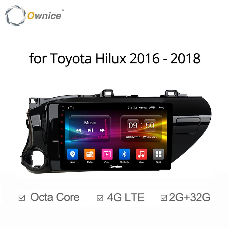 

Ownice K1 K2 Android 8.1 Octa Core Car GPS raddio Navigation stereo DVD Player Sat head unit for Toyota Hilux 2016 - 2018