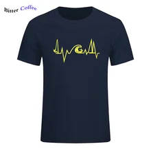 Модные дизайнерские футболки с морским сердцебиением, для серфинга, для мужчин, парусный спорт, электрический импульс, забавная футболка, молодежная Повседневная брендовая футболка, большие размеры