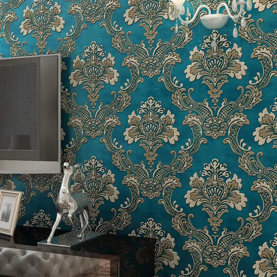 3D luxury damask wallpaper embossed textured decorating fabric ... 3D luxury damask wallpaper embossed textured decorating fabric ...