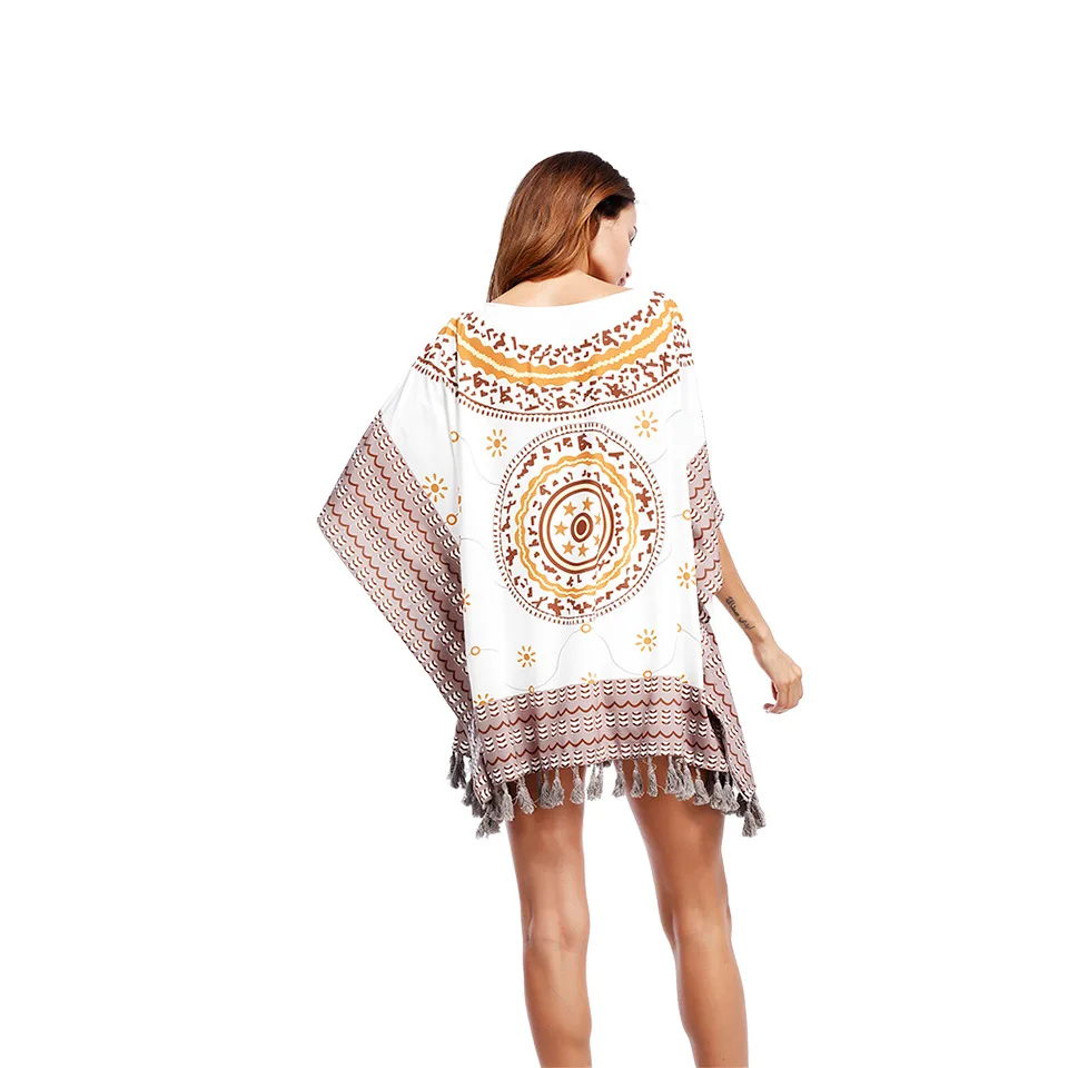 Women's Asian Middle Eastern printed beach blouse loose plus size skirt short skirt female Tops