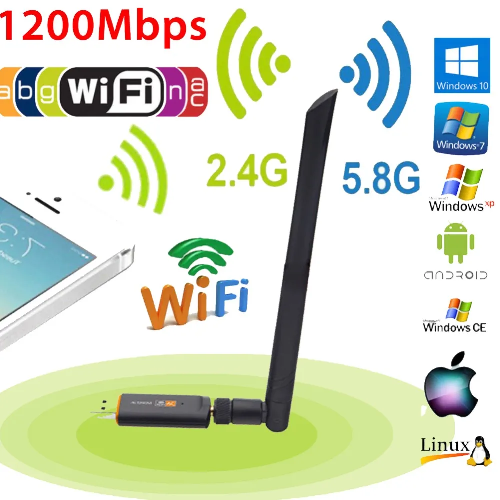 Buyincoins 1200 Мбит/с двухдиапазонный 2 4 ГГц 5 беспроводной USB 3 0 WiFi адаптер 802.11AC