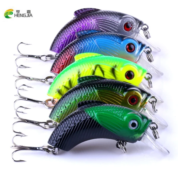 

HENGJIA 5pc Fishing Topwater Fishing Lures 5 Colors Floating Popper Lure Hooks Crank Baits Tackle Tool 5.5cm 9g fishing wobblers