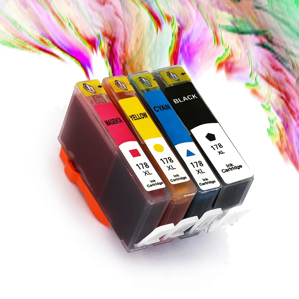QINDE 1set For hp178 178XL Refillable ink Cartridge for HP photosmart