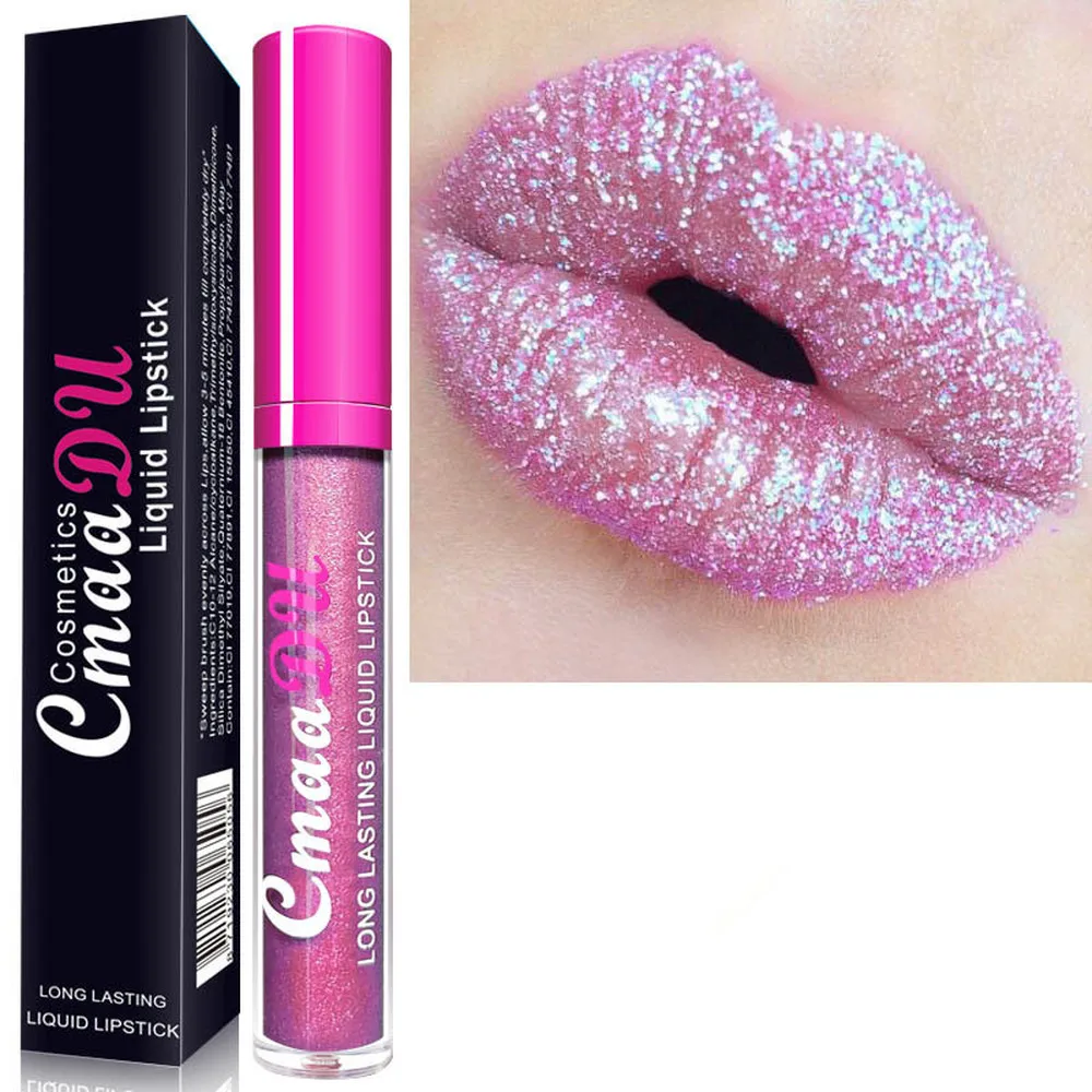 CmaaDu Matte Liquid Lipstick Waterproof Glitter Shimmer Lip Gloss