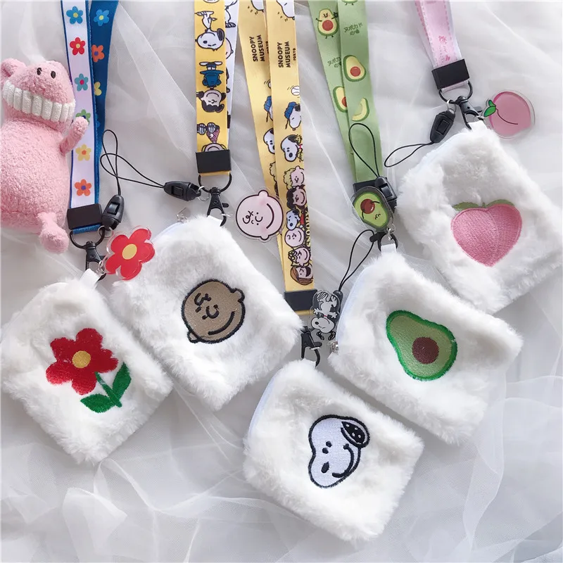Cute Cartoon Earphone Cover For AirPods Protective Cases with Neck Strap Lanyard for Apple Airpods 2 Coin Purse Earphone Storage
