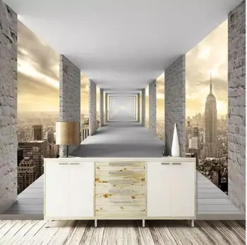 

Custom Photo Wall Painting Modern 3D Stereoscopic Space Geometry Building City Decorative Wall Mural Wallpaper Study Living Room