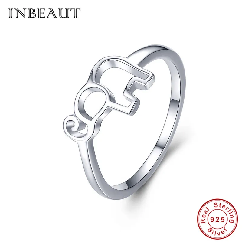 

INBEAUT 100% 925 Sterling Silver Cute Little Elephant Ring for Women Real S925 Animal Shaped Cocktail Ring Teen Girls Jewelry