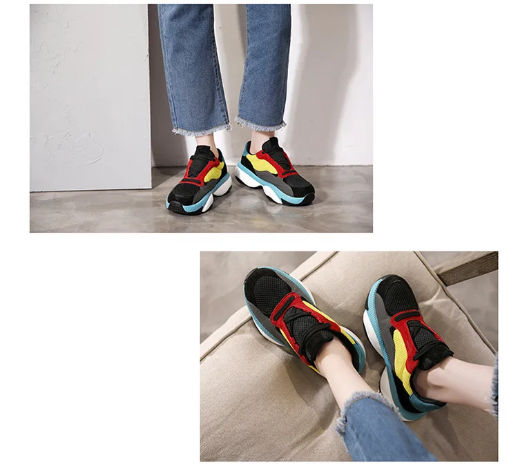 Женская обувь на платформе; кроссовки в стиле пэчворк; zapatos de mujer; Модная брендовая обувь из натуральной кожи; chaussures femme; женская обувь на массивном каблуке