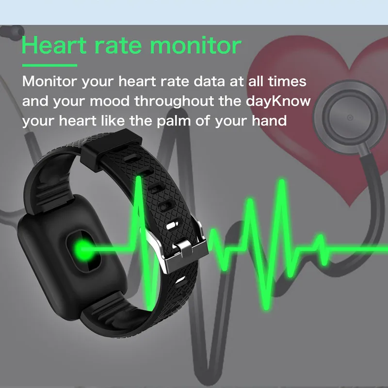 Men women Digital Smart Watch Blood Pressure Heart Rate Monitor  Smart Wristband Sport Fitness tracker Smartwatch for Android IO