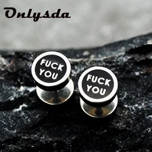 Серьги-гвоздики из нержавеющей стали с надписями, черные позолоченные круглые серьги с застежкой-бабочкой, женские и мужские серьги ES040