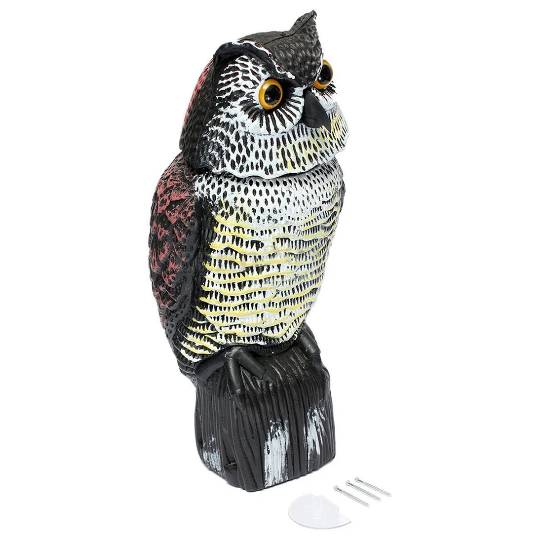 

Large Realistic Owl Decoy Rotating Head Weed Pest Control Crow Scarecrow