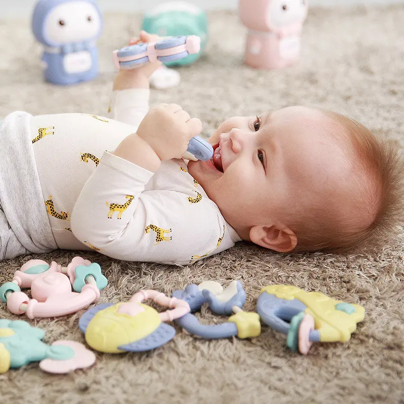 Mibokids 10 шт. погремушки для детей Прорезыватель для зубов захватывающие игрушки встряхивание погремушка игрушка Подарочный набор для новорожденных
