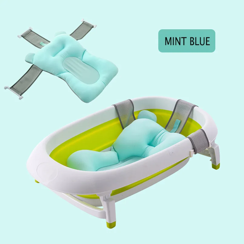 Baby Shower Детская безопасность сиденье для купания портативная воздушная Подушка кровать Младенцы Детские коврик для ванной Нескользящая Ванна сетка мат - Цвет: Mint blue