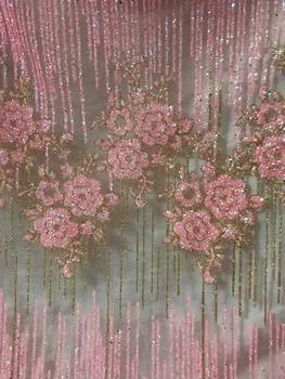 

Hot selling glued glitter lace fabric high quality JIANXI.C-61011 African French net tulle Lace Fabric