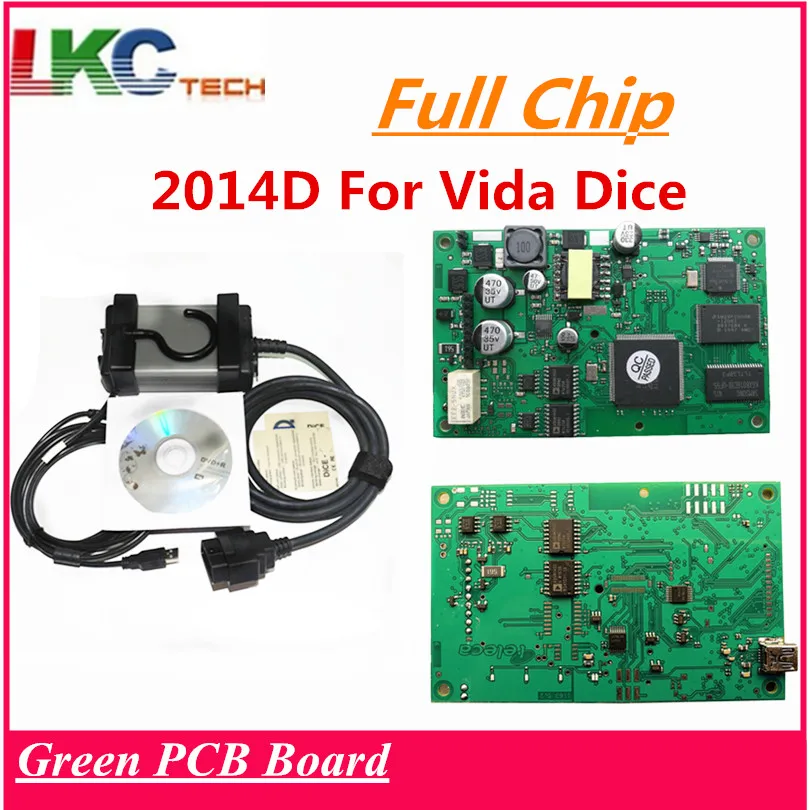 

2019 Vida Dice Full Chip 2014D Auto OBD2 Diagnostic Tool Green PCB Board Multi-language A+ Quality Full Function Scanner