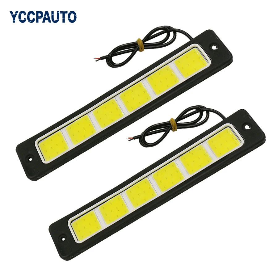 

Gfoloza Car DRL Fog Light White Driving Lights Daytime Running Lights Flexible Waterproof 6COB LED 190x35mm DC12V 2pcs