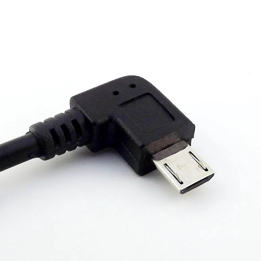 1 шт. под прямым углом Micro USB штекер к USB 2,0 А со штепселем, для передачи данных и подзарядки Кабель-адаптер 25 см