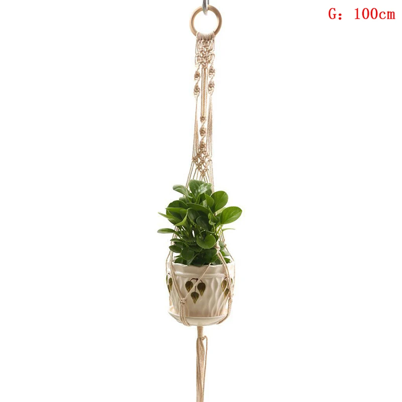 Vintage Macrame Plants Hanger Hook Flower Pot Holder String Hanging Rope Wall Art Home Garden Balcony Decoration - Цвет: G