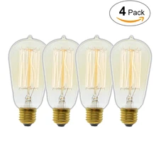 4 шт./партия, лампы Эдисона ручной работы, углеродная нить из прозрачного стекла, винтажная лампа Эдисона в стиле ретро, лампа накаливания 40 Вт/60 Вт 220 в E27 ST58