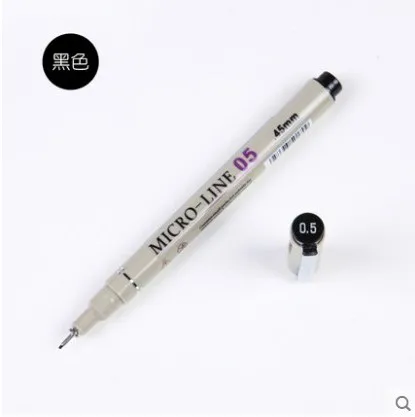12 цветов эскиз Микрон ручка 0,5 мм Улучшенная игла ручка для рисования тонкий лайнер Pigma рисунок Манга Аниме-маркер прекрасный цвет - Цвет: Черный