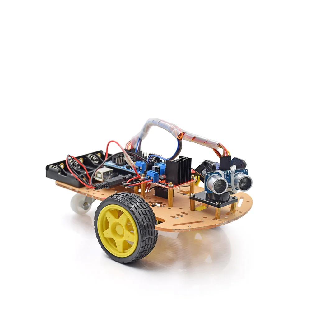 

New Avoidance tracking Motor Smart Robot Car Chassis Kit Speed Encoder Battery Box 2WD Ultrasonic module with tutorial CD