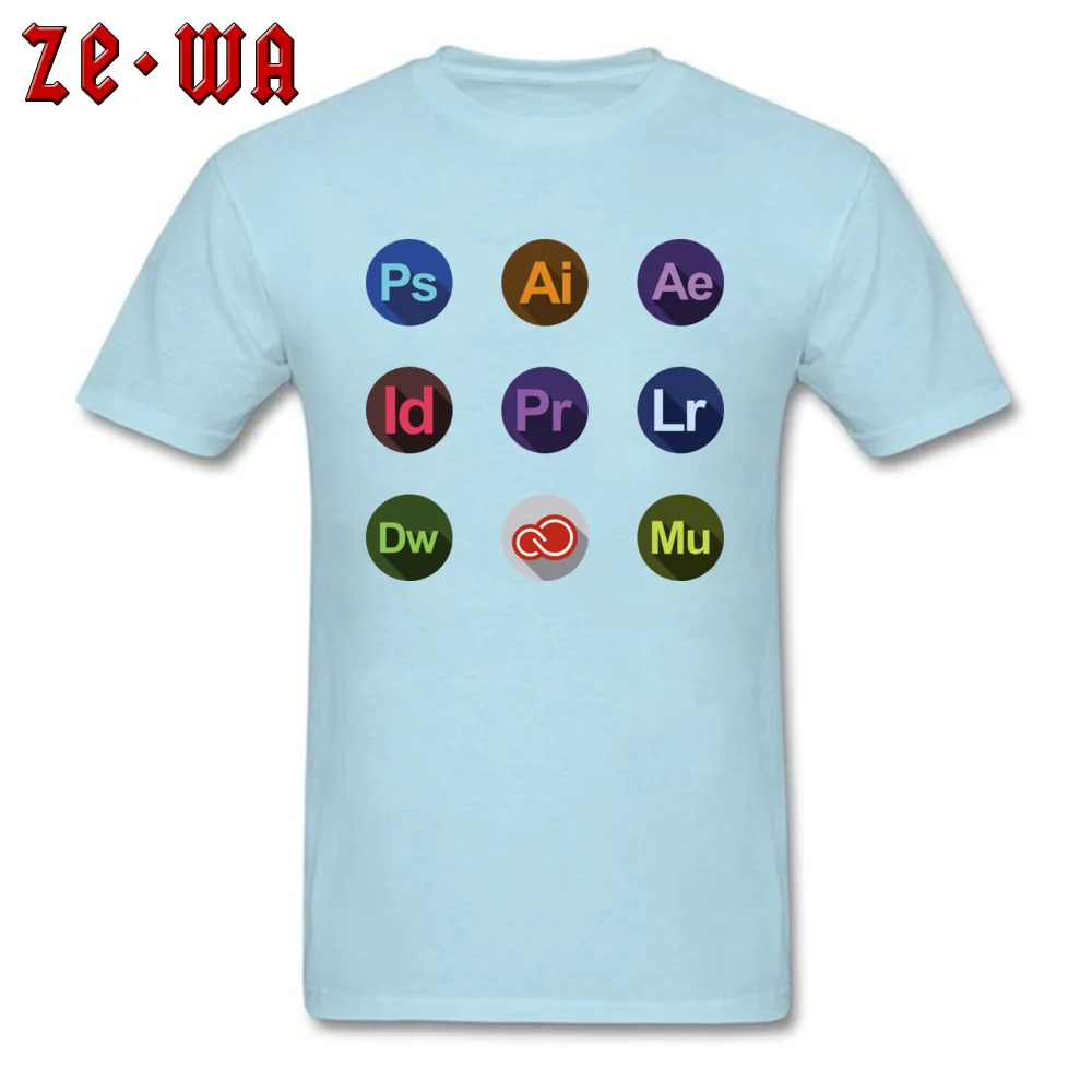 Casual Adobe logos Round Neck T-Shirt Labor Day Tees Short Sleeve for Men Prevailing Cotton Europe Top T-shirts Adobe logos light