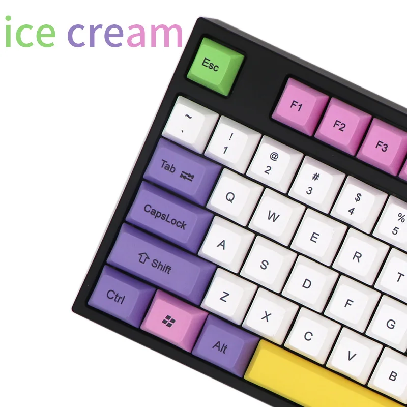 BGKP DSA Icecream Тепловая сублимационная печать для печати, PBT keycap для проводной USB механической клавиатуры Cherry MX switch keycaps