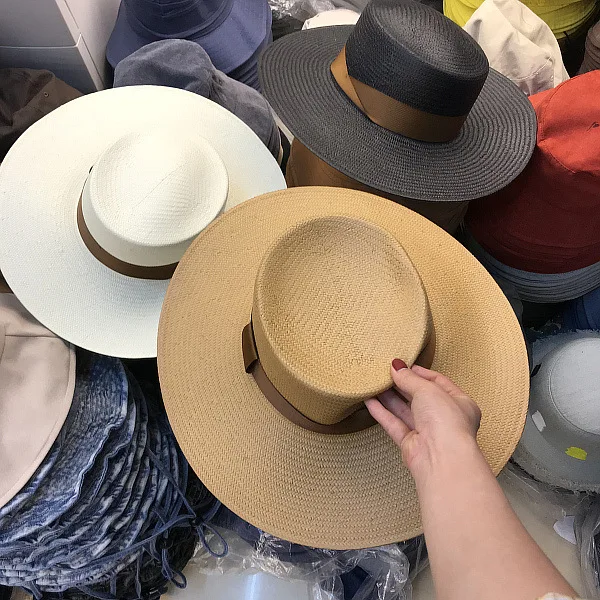 

axi5-panama hat summer flat British style men women worker handmade wind brim fedoras cap leisure straw paper hat
