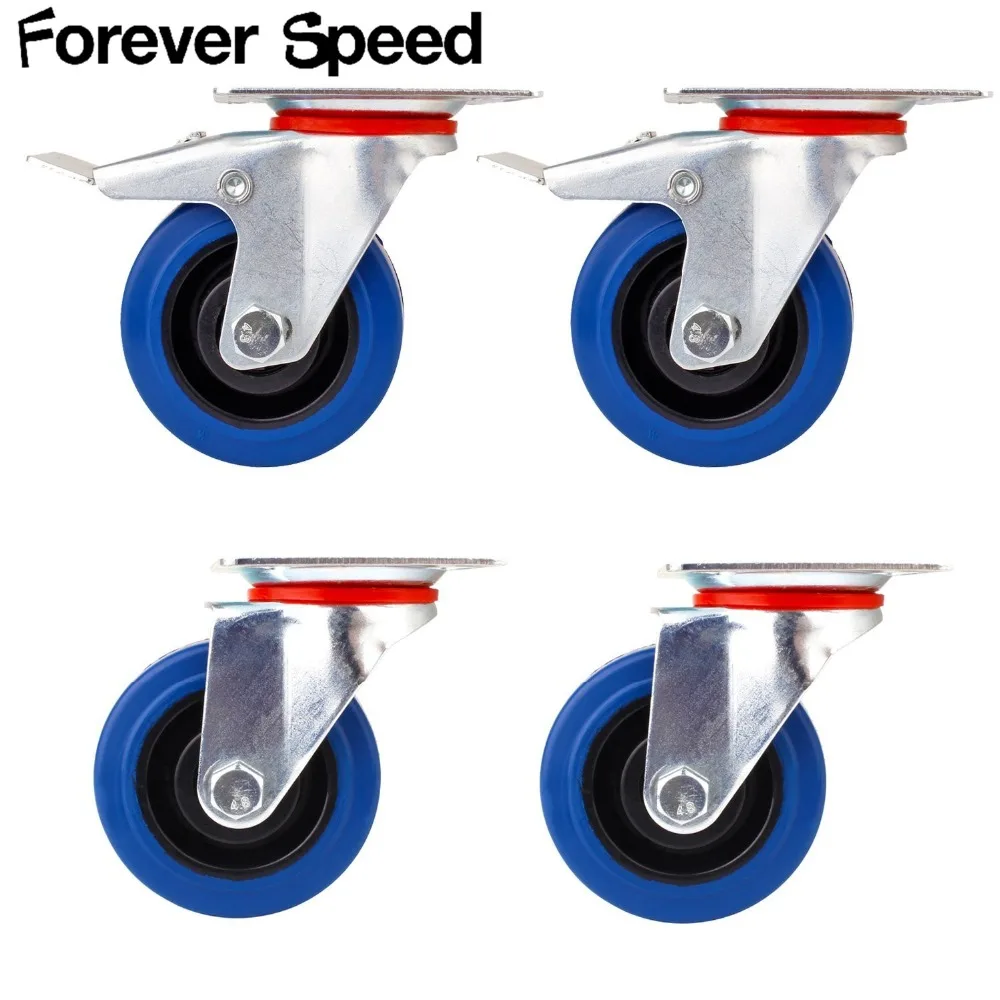 

Caster Wheel Furniture Heavy Duty Castors Office Chair Swivel Rubber 4Pcs Blue 75mm Caster Wheels 2 Brake dropshipping