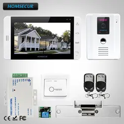 HOMSECUR 7 "проводной видео и аудио смарт-дверной звонок + Электрический замок Удар комплект: L1: TC011-W Камера (белый) + TM703-W монитор (белый) + замок