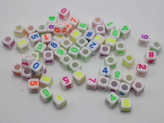500 белый с пестрым Ассорти Количество "#" Cube Бусины 6x6 мм