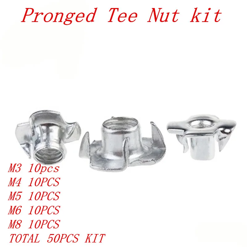 10PCS M3 M4 M5 M6 M8 Zinc Plated Four Claws Nut Speaker Nut T nut Blind