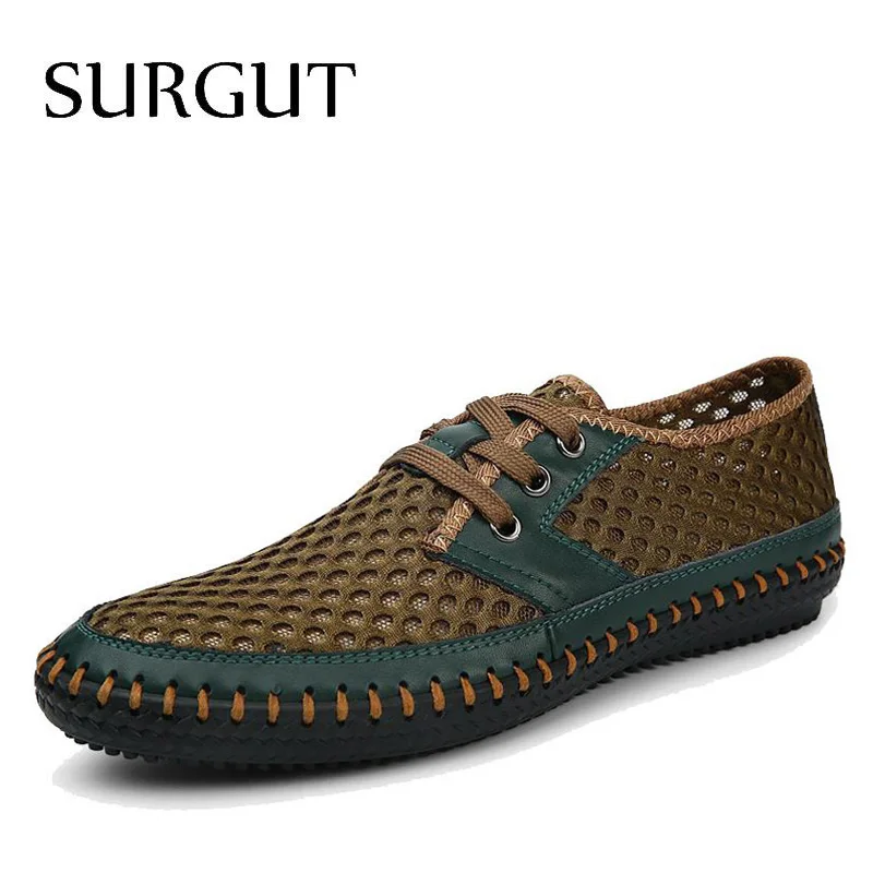 SURGUT Brand 2016 NEW Brand Real Genuine Leather Casual Men's Shoes Matching Summer Flat Men Size 38-46 TOP Quality Shoes Men