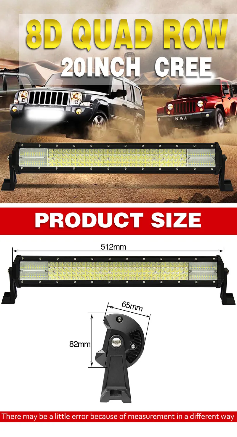 CO светильник Led Bar внедорожный 20 ''дополнительный светильник s 468 Вт автоматический светильник 8D комбинированный Автомобильный светодиодный прямой для 4X4 Лада 2114 УАЗ Джип внедорожник трактор