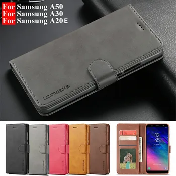 Перейти на Алиэкспресс и купить Кожаный флип-чехол для Samsung A70 A51 A50 A30 A20E чехол для Galaxy A6 A7 A8plus A9 J4 J6 2018 S8 S10Lite S9 S7 Note9 чехол