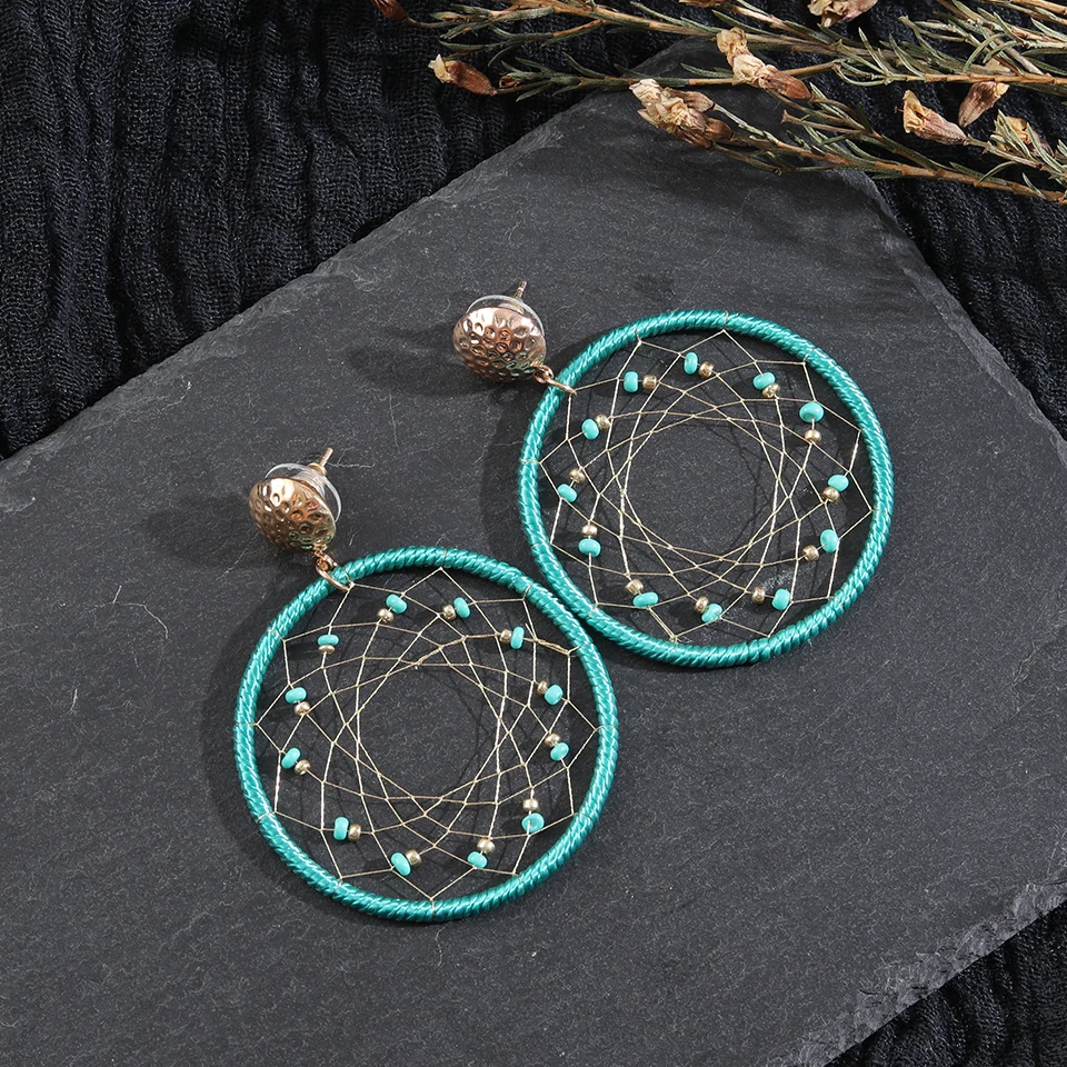 

2019 Fashion Hoop Handmade Simple Reticulated Geometric drop dangle Earrings For Women Summer BOHO Bohemia Gift Wedding Party