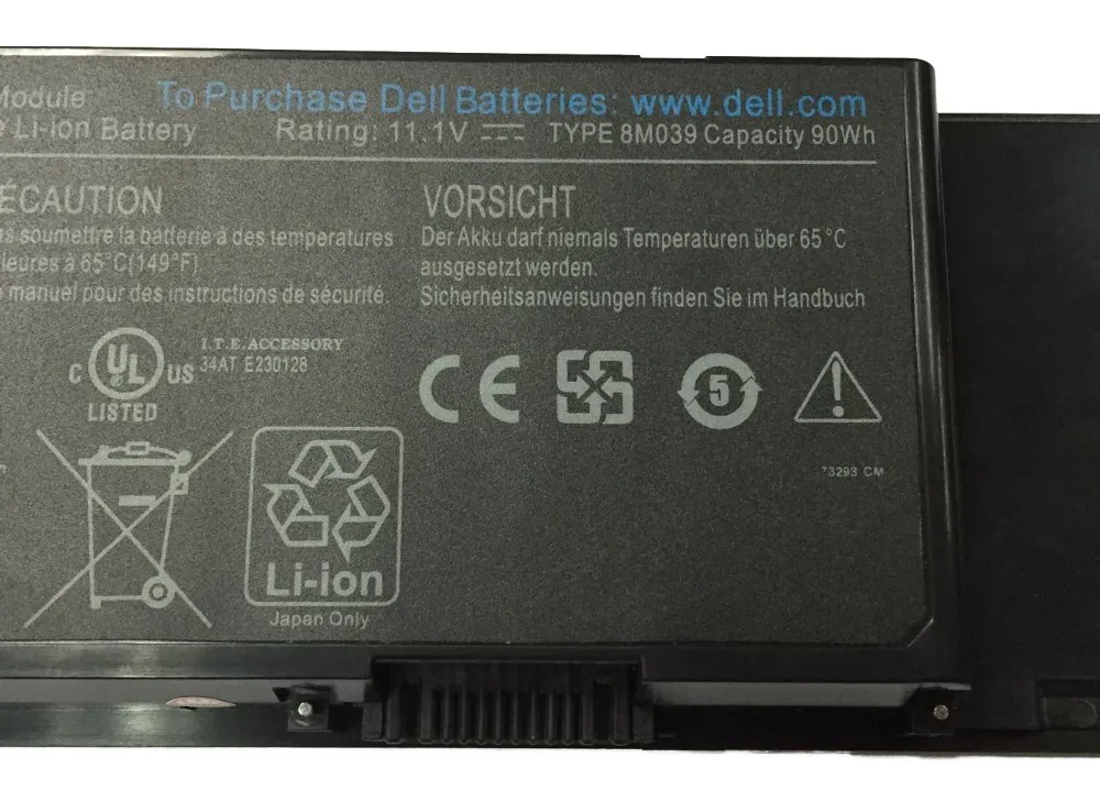 11,1 V 90WH ноутбук Батарея для Dell Precision M2400 M4400 M6400 M6500 312-0873 8M039 C565C DW842 KR854 J012F