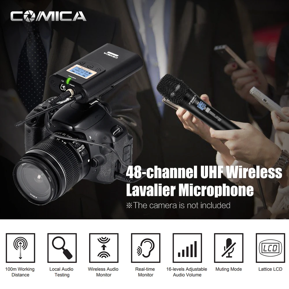 COMICA беспроводной микрофон Mikrafon аудио запись CVMWM100H Студийный для DSLR камеры