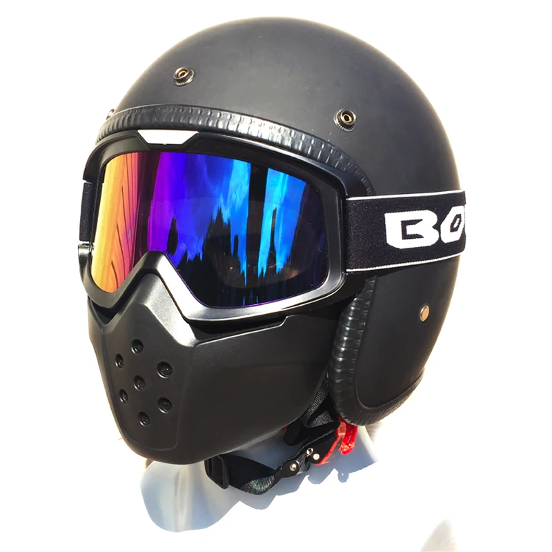 

MJMOTO Motorcycle Goggles Shark Moto Sport Racing Detachable Goggles Mouth Filter for Open Face Motorcycle Half Helmet Vintage