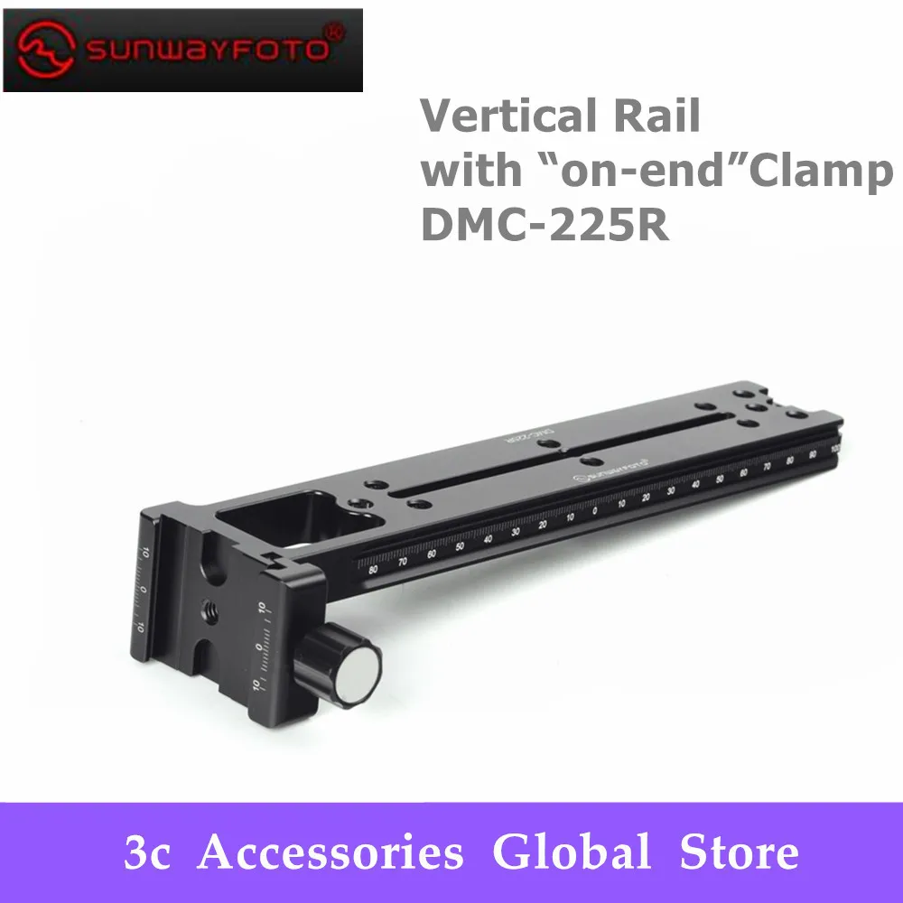 

SUNWAYFOTO Vertical Rail with on-end Clamp DMC-225R 225mm Tripod Head for DSLR Camera Telephoto Lens Support
